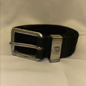 Diesel Black Men's Belt with Silver Buckle Size 95/38